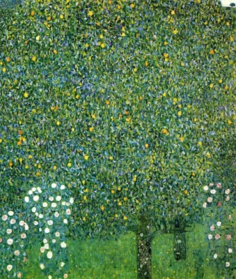 Arte de parede Gustav Klimt rosas sob as árvores impressão em tela giclée 8x10 Art Nouveau - Imagem 1 de 2