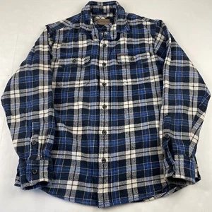 ORVIS Heavy Flannel Shirt Jacket Mens M Shacket Plaid Blue Pockets Outdoor - Picture 1 of 9