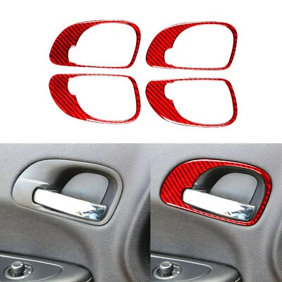 4 peças acabamento interno de fibra de carbono vermelho tampa da maçaneta da porta para Dodge Avenger 2011-14 - Imagem 1 de 4
