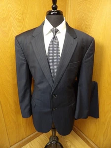 Jos A Bank Suit Mens Suit 46r 38W X 29 Navy Blue pinstripe 100% Wool  T#140 - Picture 1 of 9