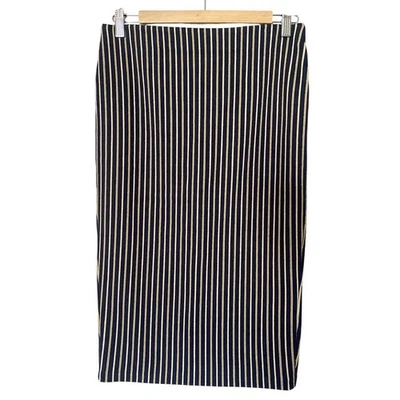Falda lápiz a rayas Zara azul marino dorado para mujer talla mediana elástica negocios Foto 1 de 4