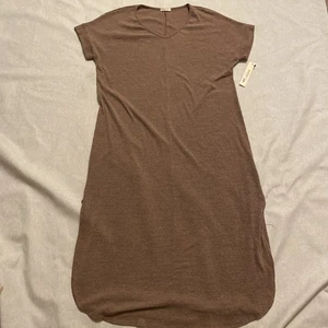 Kiyonna Womens V Neck Maxi Dress 1x Brown Rose Tint See Pic - Picture 1 of 6