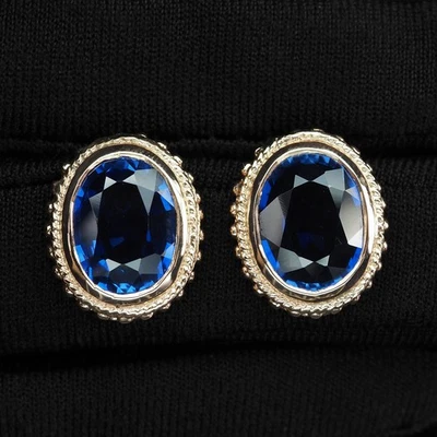 Pendientes de regalo X'mas zafiro azul real de plata de ley 925 de 12,55 quilates hechos a mano Foto 1 de 4