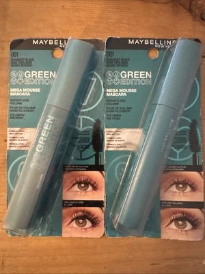 2 Maybelline Green Edition Mega Mousse Mascara 001 Blackest Black - Image 1 of 3