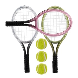 3 Sets Mini Tennis Racket Keychain Miss Accessories Desktop Model - Picture 1 of 12