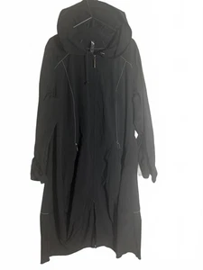 Black Long Hooded Women's Outerwear Coat Size 14 - Picture 1 of 8