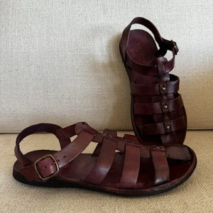 Sundance Brador Dimitra Fisherman Sandals Wine Italian Leather Women 38 US 8 - Picture 1 of 17