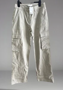 H&M Straight Pale Green/ Beige Combat Cargo Utility Trousers Pants Size 12 - Picture 1 of 3