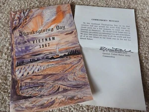 ORIGINAL THANKSGIVING DAY KARTE 1967 VIETNAM NACHRICHT VON GEN WESTMORELAND - Bild 1 von 2