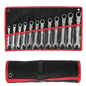 12pc Combination Ratcheting Wrench Set Spanner Tool 8-19mm Metric Flexible Head - Picture 1 of 12