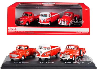 "CLASSIC PICKUPS" GIFT SET OF 3 PCS "COCA COLA" 1/72 DIECAST CARS BY MCC 472100 - Image 1 of 2