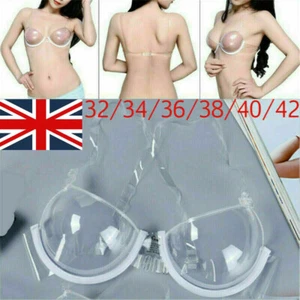 Transparent Clear Push Up Bra Strap Invisible Bras Women Underwire 3/4 Cup UK - Picture 1 of 10