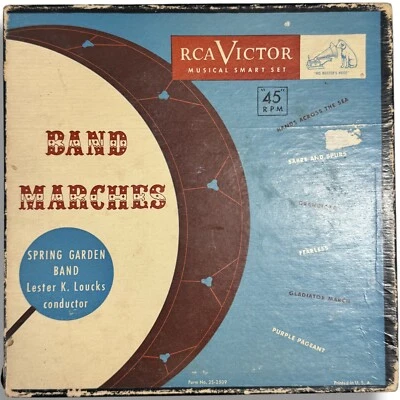 RCA Victor 45 RMP Set Of 3 Records W/case “BAND MARCHES” Foto 1 de 4