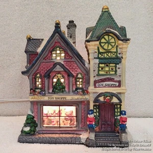 NEW Lighted HOUSE CHRISTMAS DISPLAY VILLAGE TOY SHOP w TOWER  SHOPPE TOY SOLDIER - Picture 1 of 5