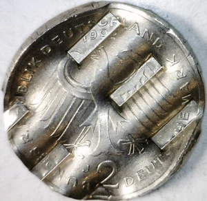 1992 ERROR WAFFLED German 2 Mark CH AU Coin 2 Cent Germany RARE Waffle LOT #6 NR - Picture 1 of 4