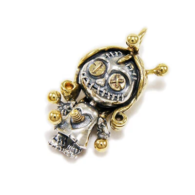 MUÑECA VUDÚ LATÓN 925 PLATA ESTERLINA MOTOCICLISTA ENCANTO GÓTICO COLGANTE yin-005 Foto 1 de 4