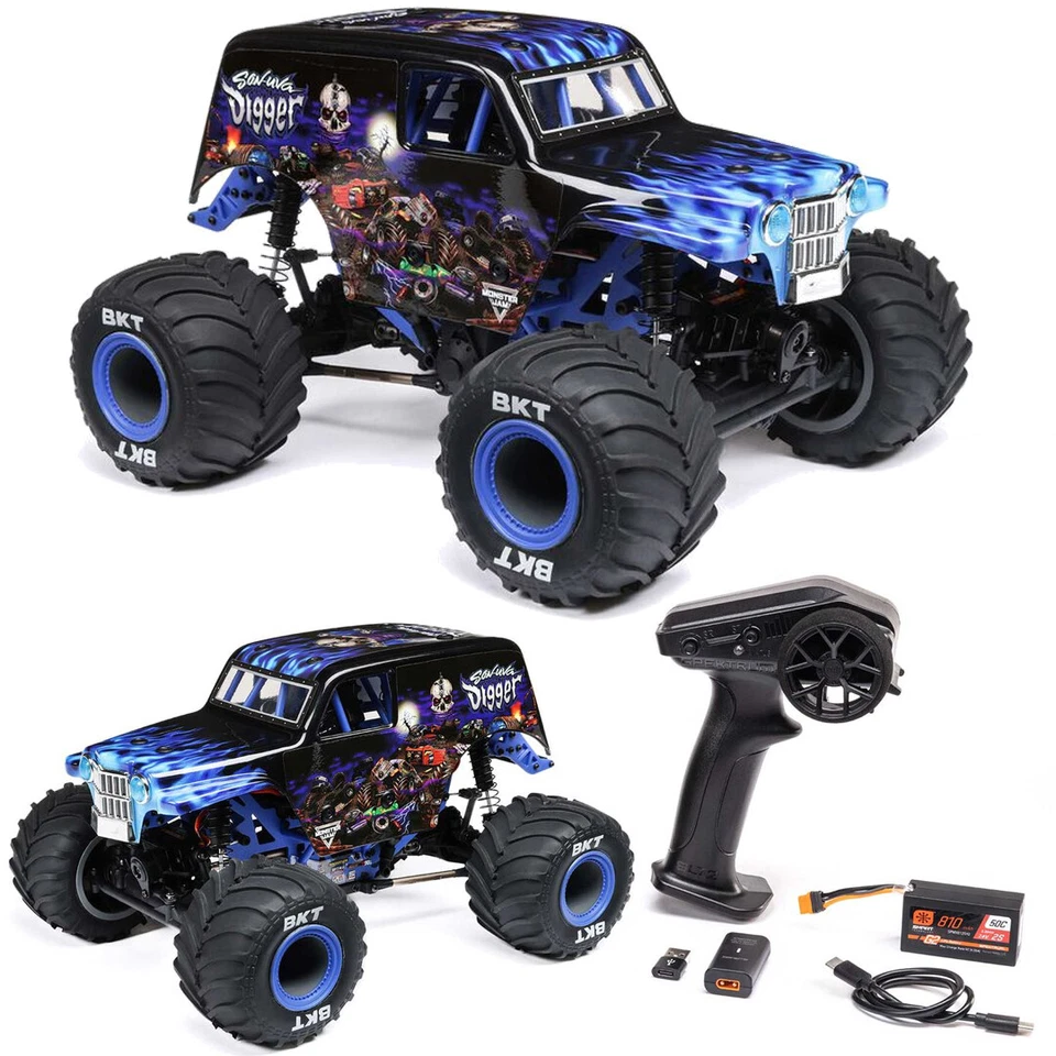 Losi Son-Uva Digger Mini LMT 1/18 Scale 4WD Brushed RTR Monster Truck - Blue (LOS01026T2)