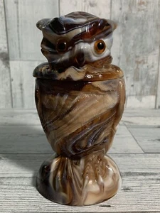 Imperial vintage 2 piezas Vidrio de escoria marrón búho ojos marrones - Imagen 1 de 10