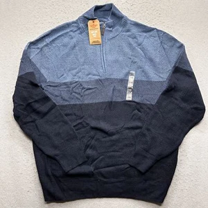 Dockers Men's XL Multi-Toned Navy 1/4 Zip Sweater NWT - Picture 1 of 12