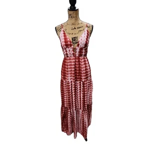 NWT Hyfve Tie Dye Tiered Halter Maxi Dress Spaghetti Strap Lined Women's M - Picture 1 of 8