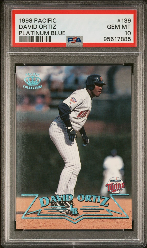 1998 PACIFIC CROWN PLATINUM BLUE ROOKIE #139 DAVID ORTIZ SP /67 PSA 10 GEM POP 1 - Image 1 of 2