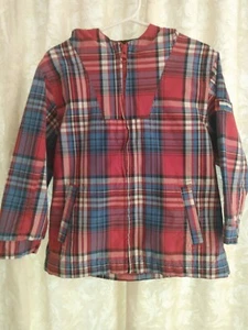 Vintage Gap Hooded Red & Blue Plaid Jacket Boy's Size 4T - Picture 1 of 7