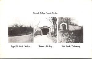 Postcard Rare c1900 Fountain Co. Indiana Covered Bridges RPPG Blank Back - Picture 1 of 1