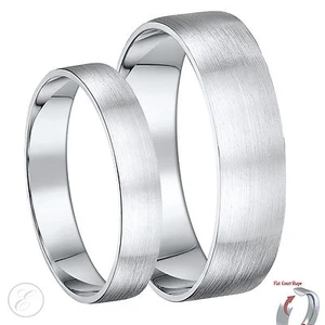 His & Hers 4&6mm Brushed Matt Flat Court Silver Wedding Rings - Picture 1 of 3