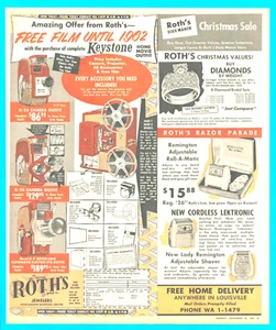1960 ROTH'S JEWELERS Louisville vintage PRINT AD camera projector film diamonds - Picture 1 of 4