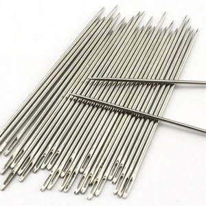 50Pcs Stainless Steel Large Big Eye Hand Sewing Packing Threader Needles DIY - Picture 1 of 12