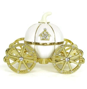 Weißgold Strass Prinzessin Aschenputtel Kristall Kürbis Kutsche Schmuckschatulle - Bild 1 von 4