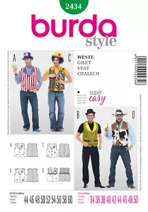Modello tagliato stile Burda - costume - gilet - clown, cowboy, cameriere - n. 2434 - Foto 1 di 8
