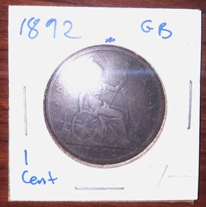 UNITED KINGDOM 1892 1 Penny Coin; Features Queen Victoria, with FREE SHIPPING!! - Picture 1 of 2