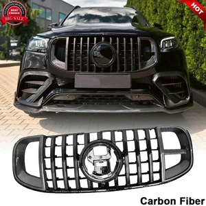 Parachoques delantero de carbono real para Mercedes Benz X167 GLS63 20+ rejilla moldura de malla - Imagen 1 de 12