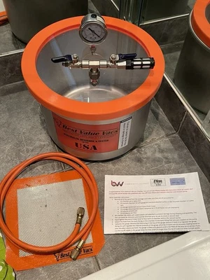 Cámara de vacío de acero inoxidable de 3 galones de ancho Best Value Aspiras con manguera Foto 1 de 4