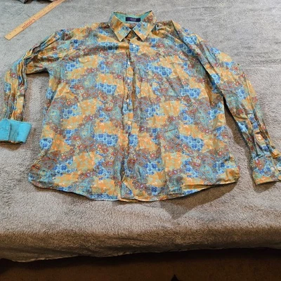 Camisa para hombre Alan River manga larga 100 % algodón patrón cachemir abotonada XL Foto 1 de 4