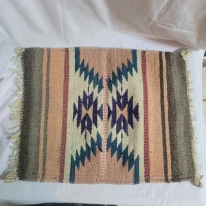 19" X 14.5" Vintage Mexican Zapotec Handwoven Wall Hanging - Picture 1 of 6