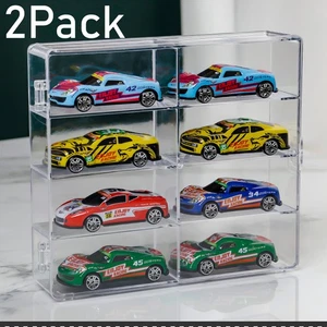 2x Auto Vitrine für 1/64 Hot Wheels Aufbewahrung 8 Autos abschließbar Riegel stapelbar - Bild 1 von 10