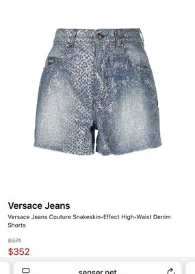 Pantalones Cortos Vaqueros Versace Jeans Alta Costura Efecto Piel de Serpiente $352 Estado Cintura Alta Foto 1 de 4