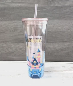 Disney Starbucks Disneyland Rosa Acryl Schloss Becher Tasse 2024 Attraktionen - Bild 1 von 6