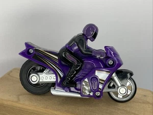 Vintage Hot Wheels Friction Motorcycle Bike w/ Stunt Rider Driver Black Purple - Picture 1 of 2