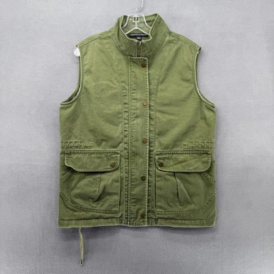 Chaleco Harlowe & Graham para mujer grande verde militar bolsillos utilitarios sin mangas Foto 1 de 4