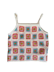 Art Class Girls Granny Crochet Square Tank Top Multicolored Size 10/12 - Picture 1 of 4