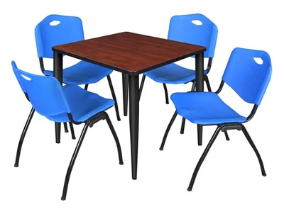 Regency Kahlo 30 in. Square Breakroom Table Top Black Base & 4 M Stack Chairs - Image 1 of 4