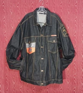 MECCA Long Sleeve 2 Pocket Collared Hip Hop Denim Jean Jacket UNISEX XXL - Picture 1 of 16