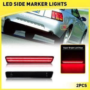 For 1999-2004 Ford Mustang Smoked Lens Red Full LED Rear Side Marker Light Pair - Picture 1 of 12