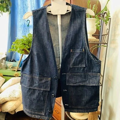 Vintage denim K-MART Field Vest Mens Small Game Game Pouch Skeet Shooting A6 - Image 1 of 4