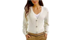Charter Club Petite strukturierte Strickjacke mit Puffärmel - Bild 1 von 2