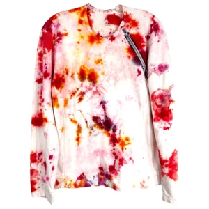 Armani Exchange großes Top Lippenstift Wolken Batik Handarbeit Jersey Strick rosa 416 - Bild 1 von 12