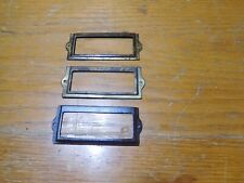Antique Salvage ~ Three Brass Plated Card File Card Holders               #3767
